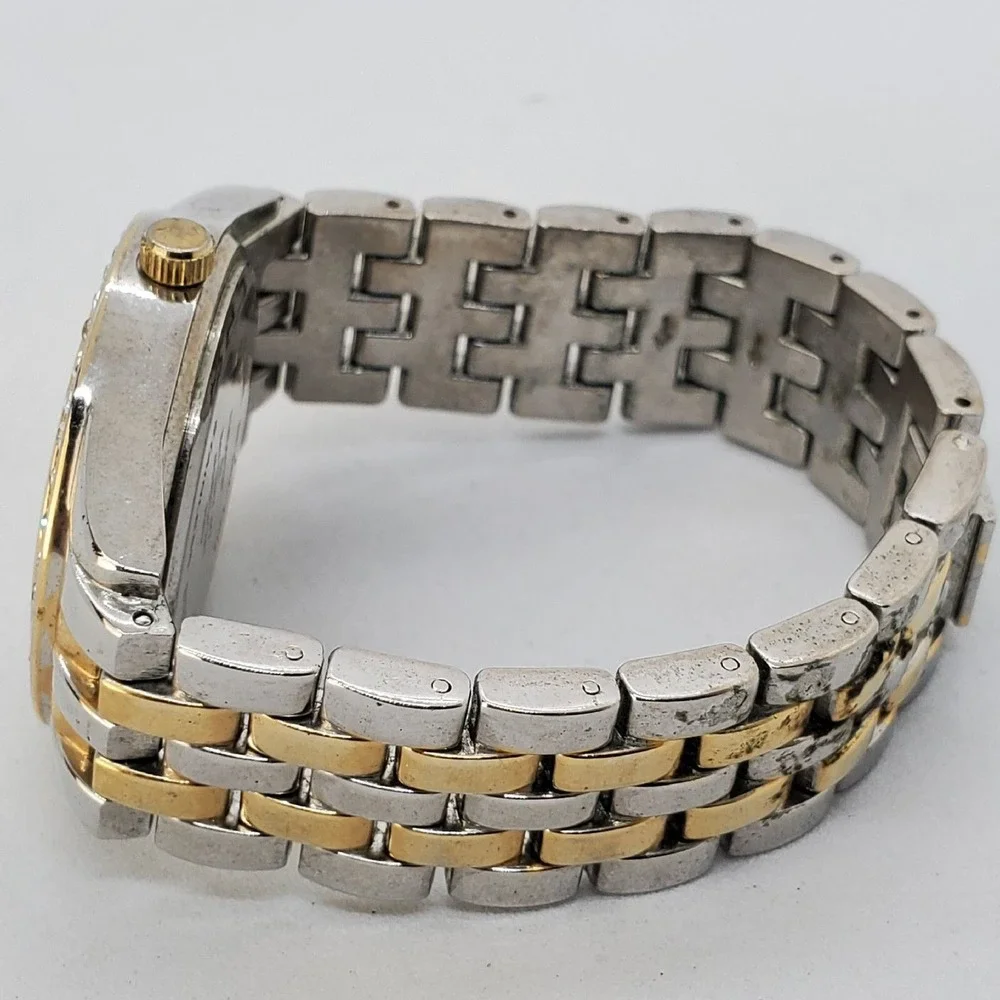 Women's Watch 35MM Crystal Bezel White Dial Gold Gray Bracelet 6